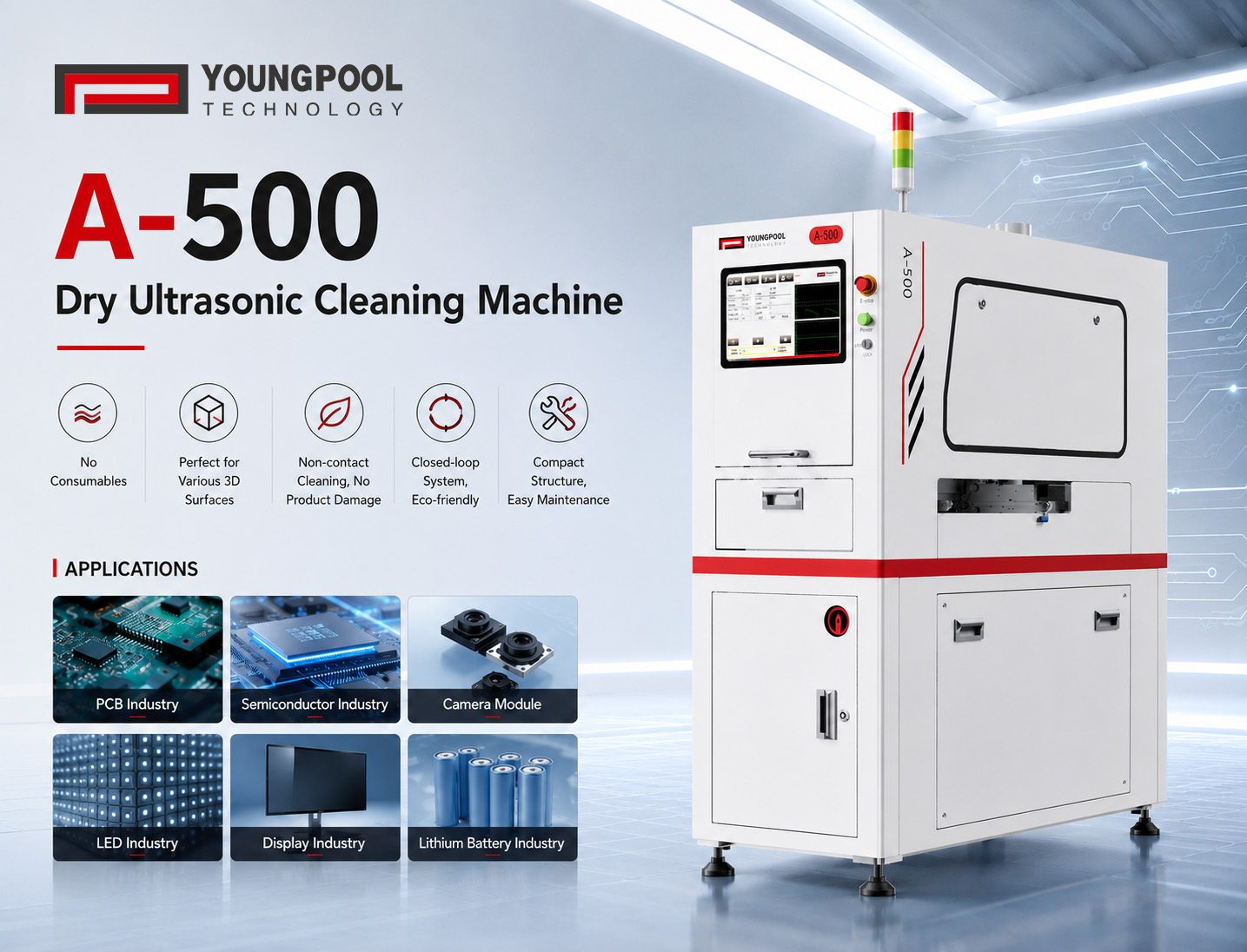 Youngpool Technology 건식 초음파 세척기 | PCB 표면 세척을 위한 비접촉 방식 솔루션