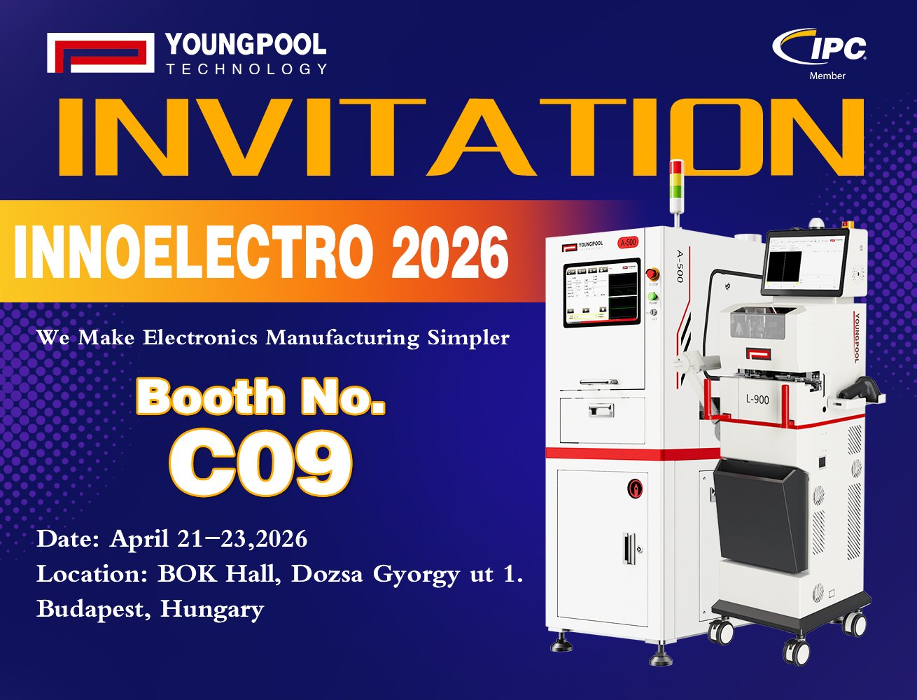 Youngpool Technology, INNOELECTRO 2026에 참가하여 지능형 SMT 솔루션의 종합 포트폴리오를 선보입니다.
